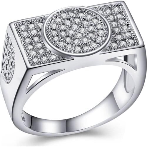 Silver plated ring for women wedding glass square round design jewelry party gift new lady finger ring nickle luxury jewellery