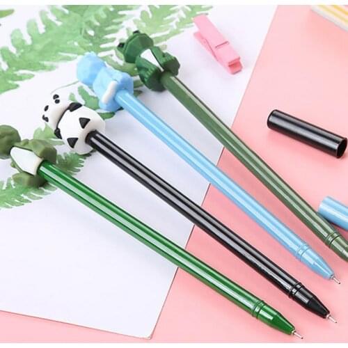 5pcs Cartoon Animals Erasable Pen 0.5mm Refill Rods Cute Panda Cat Pens-Kawaii Ballpoint pen For School Writing Washable Handle