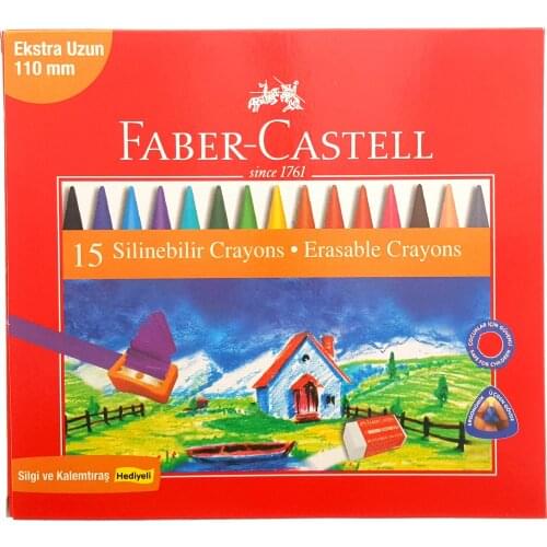 Faber-Castell 15 Erasable Crayons (Sharpener and eraser Gift)