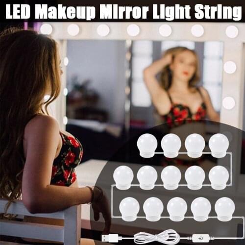 5V Led Makeup Mirror Light Bulb Makeup Beauty String Lights USB Wall Lamp Dimmable Dressing Table Mirror Lamp 6/10/14 pcs Bulbs