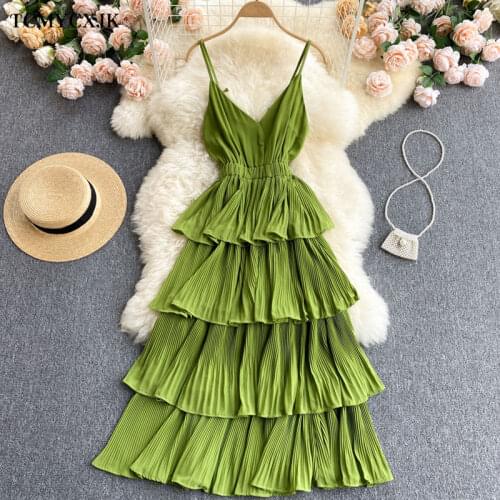 Зеленые летние платья Tcmycxjk China At AliExpress