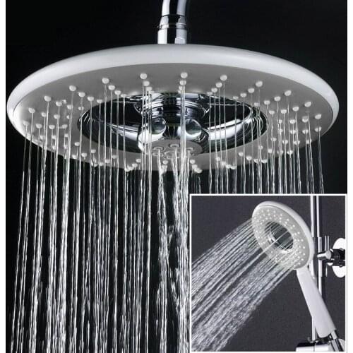 Bathroom ABS Water Saving Round Rainfall Top Shower Set With Hand Held Shower Head