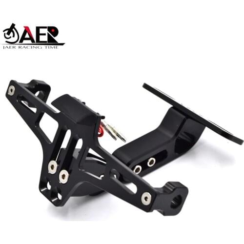 JAER Bike Adjustable Angle Aluminum License Number Plate Holder Bracket for Yamaha R1 R6 R3 FZ1 FZ6 MT07 MT09 XJ6 Sprot Bikes