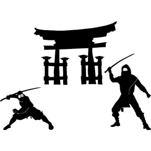 20cm*14.5cm Interesting Ninja Japanese Warrior Asian Styl Vinyl Car Stickers Decals Black/Silver Accessories S6-4027