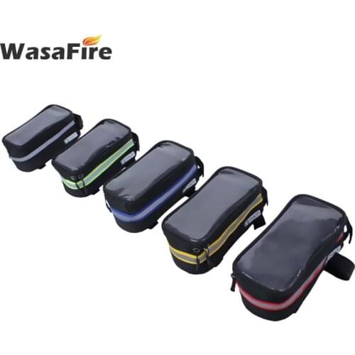 Waterproof 5.7 Inch Bicycle Cellphone Bag Touch Screen Cycling Panniers Frame Front Tube Bag Cell Phone Holder Case Bike Bracket