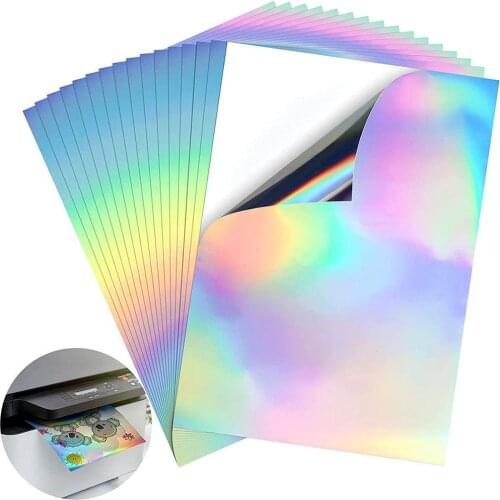 Waterproof Sticker Vinyl Paper Holographic A4 Size Inkjet Printer Copier Craft Paper White Self Adhesive Sticker