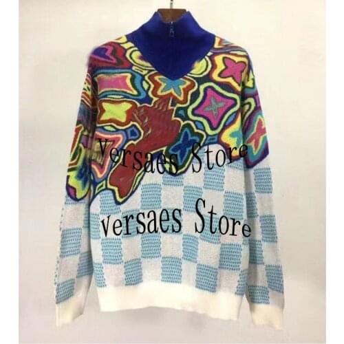 Luxury brand embroidery letter printing fashion womens top temperament high collar versatile loose casual long sleeve sweater