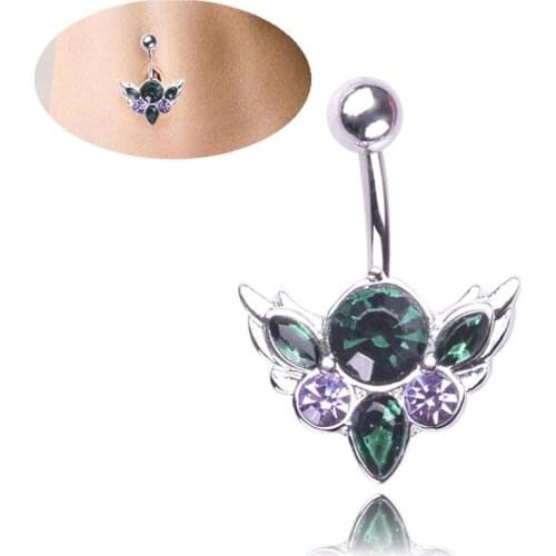 1PC Women Bat Design Crystal Navel Button Rings Medical Steel Sexy Belly Navel Piercing Ring Body Jewelry Piercings