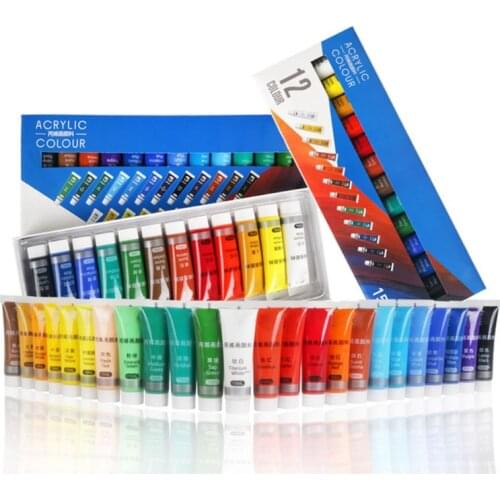 12/24 Colors Artist Acrylic Paints 15ml Tube Drawing Painting Pigment Wall Paint 831D