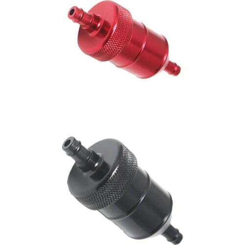 2 Pieces 8mm Aluminium Inline Fuel Petrol Diesels Filter Universal Red+Black