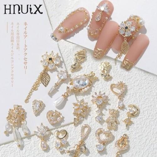 2Pieces 3D Metal Zircon Nail Art Jewelry Japanese Nail Decorations Top Quality Zircon Crystal Manicure Zircon Diamond Charms