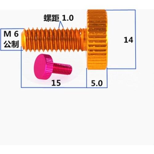 M6x15mm Thumb Knurled Screw Adjustment Hand Twist Bolts Multicolor Screws Aluminum alloy 3PCS
