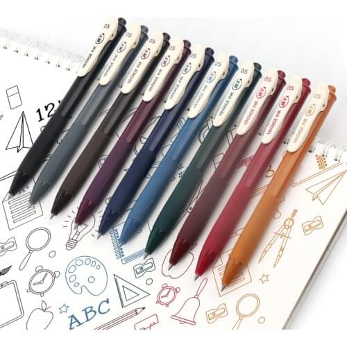 5PCS Quick Dry Retro Color Gel Ink Pens 0.5mm Retro Pen for Planner Drawing School Office Supplies