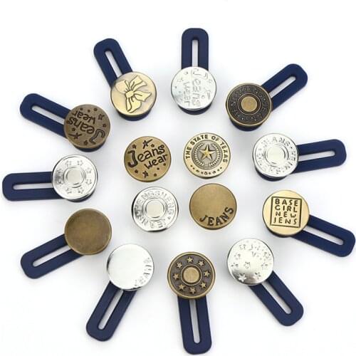 5pcs/lot Adjustable Disassembly Retractable Jeans Waist Extension Metal Letter Buttons Free Sewing Buttons Jokers Increase Waist