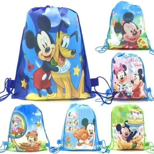 8/16/24/50PCS Disney Mickey Fashion Portable Shoes Bag Sport Storage Pouch Drawstring Dust Bags Non-woven Beach Travel Backpacks