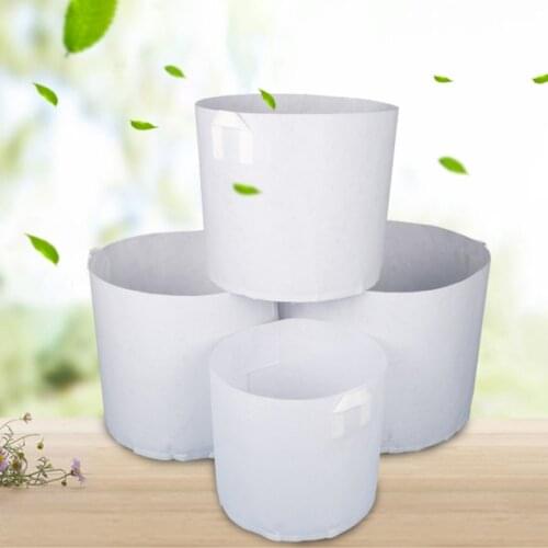 White Aeration Pot Containers 5 Size Grow Bag Plant Root Container Round Fabric Pots Non Woven White