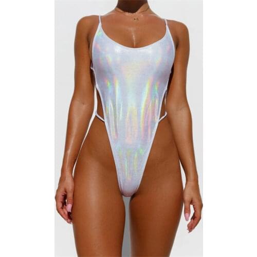 Sexy Bright Bikinis Women Lace Up Bandage One Piece Backless Swimsuit Female Push Up Padded Bathing Suit Bodysuit Monokini 2020