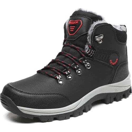 Brand Mens Winter Boots Plush Warm Mens Snow Boots Outdoor Anti-slip Waterproof Work Shoes Men Sneakers Ankle Boots Size 39-46
