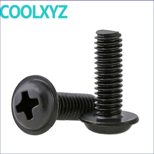 PWM Black round head with pad screw, screw, black zinc white nickel M2M2. 5M3M4 200Pcs