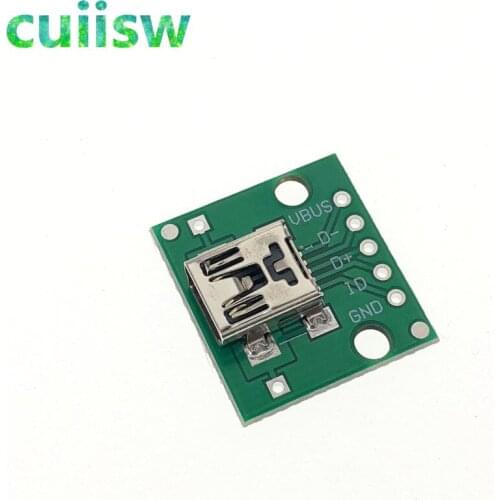 Cuiisw 10pcs MINI USB to DIP Adapter 5pin female connector B type pcb converter