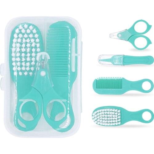 ABS Baby Hairbrush Newborn Hair Brush Infant Comb Safety Nail Scissors Forceps for Boys Girls Baby Friendly Care Item 4 Pcs/set