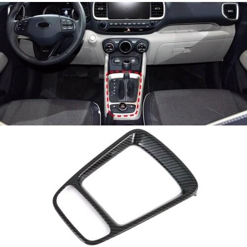For Hyundai Venue 2019 2020 ABS Carbon Fiber Car Gear Box Panel Frame Decoration Cover Stickers Trims Car-Styling Accessories
