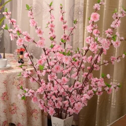 Artificial Cherry Spring Plum Peach Blossom Branch Silk Flower Cherry Tree DIY Wedding Party Decor Ornament