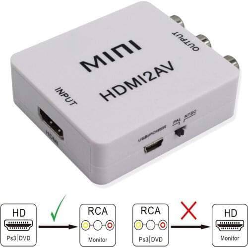 1080P Mini HDMI To RCA AV Composite Adapter Converter Audio Video Cable CVBS AV Adapter Converter for HD TV with USB Cable