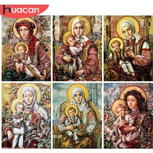 HUACAN Full Square 5d Diamond Painting Woman Home Decor DIY Diamond Embroidery Religious Portrait Handmade Gift