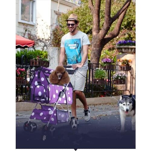 Fashion Foldable Cat Stroller Detachable Split Pet Car Kit Pet Stroller Four Seasons Four - wheeled Dog Strollers Pet House