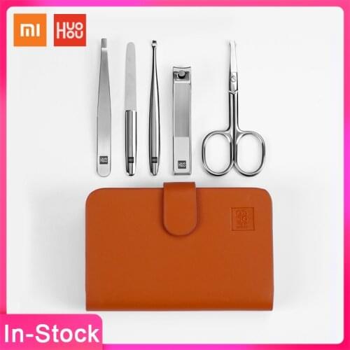 XiaoMi HUOHOU Stainless Steel Nail Clippers Set Eyebrow Tweezer Nail File Ear Curette Nose Hair Scissors Portable Trimming Tools