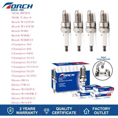 New TORCH Spark Plug F5TC Compatible with NGK BP5ES Champion N11YC Denso IW16 for W8DCO Ignition System
