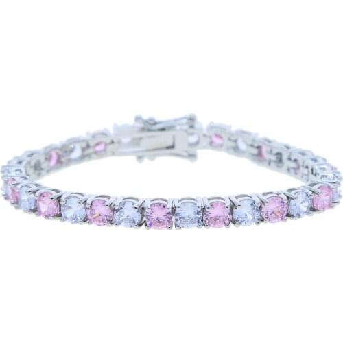 2021 SUMMER New design fashion women wedding gift jewelry18k gold plated 5mm tennis chain pink white CZ charm Bracelet Bangle