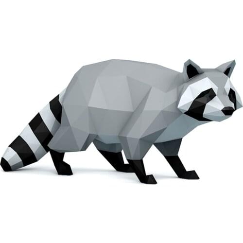 3D Raccoon Handmade Origami Animal Paper Model Living Room Desk Decoration DIY Creative Craft Puzzles Educational Kids Toy