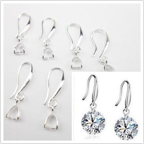More choice wholesale silver earrings jewelry accessories DIY crafts cufflinks earrings hook crystal cubic zirconi