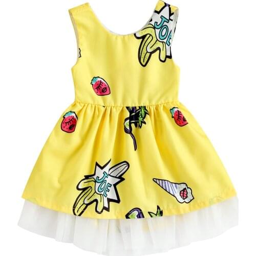 2-7 Years Kids Baby Girls Fashion Lovely Sweet Print Backless Bow Dress Stylish Sleeveless Summer Dress for Children Girls