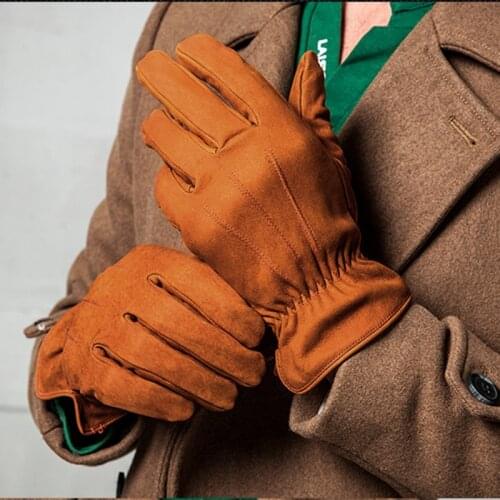 2020 New Genuine Leather Gloves Male Nubuck Cowhide Gloves Fashion Keep Warm High Quality Driving Winter Man Mittens TB34