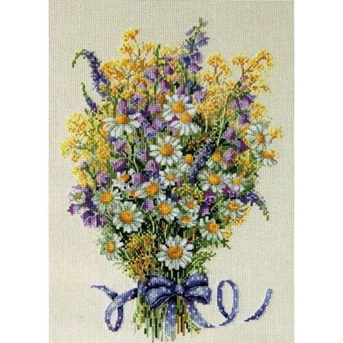 Drop Shipping Embroidery Summer Flowers Cross Stitch Kits for New Baby with 100% Cotton Floss & Free Shipping for Wall Decor