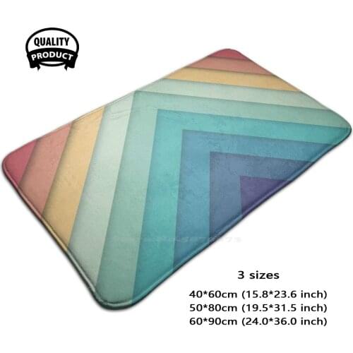 Retro 002 Soft Foot Pad Room Goods Rug Carpet Retro 60S 70S Colours Gradient Pattern Lines Minimal Rainbow Pride Texture