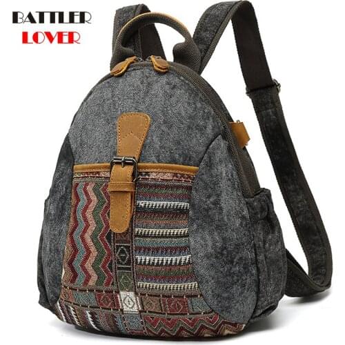 New Canvas Backpacks For Women 2021 Geniune Cow Leather Design Shoulder Purses Female Embroidery Totes Ladies Classic Bagpacks
