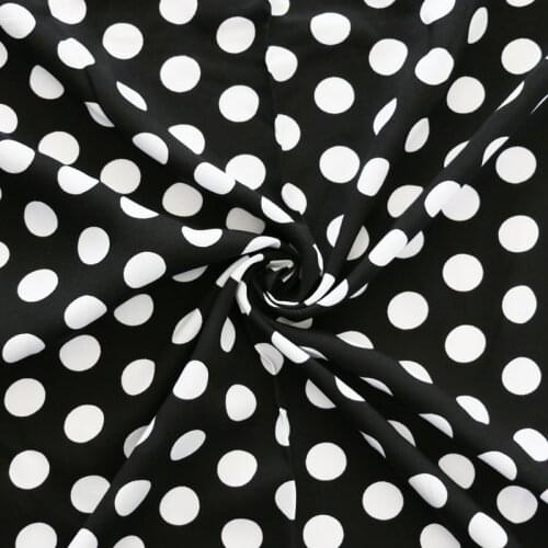 50cm*145cm Black White Polka Dot Fabric For Dress Viscose