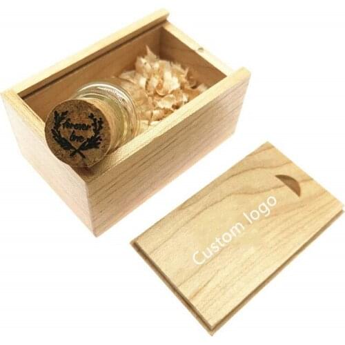 Custom DIY LOGO Wooden Wish Bottle USB 2.0 Memory Flash Stick Pen Drive usb drive with Maple Box