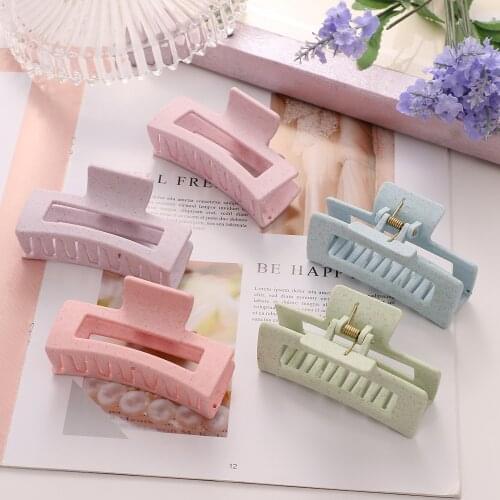 Korean Acrylic Square Hollow Hairpin Hairpin Candy Color Geometric Hollow Large Size Frosted Hairpin Women Girls Hair Accessorie