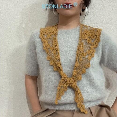 Lace Solid Color Triangular Binder Womens Spring, Autumn and Winter College Style All-match Small Neckerchief Small Wrist Scarf