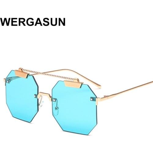 WERGASUN 2020 Luxury Brand Designer Square Sunglasses Men Women Metal Frame Glasses Mens UV400 Male Celebrity