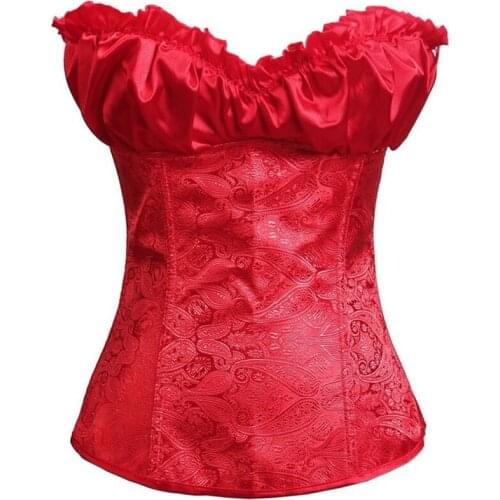 WYS.JL Womens Fashion Sexy Red Black White Lace Polyester Corset S-6XL #108