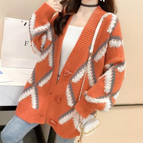 Sweater Fashion Women Sweater spring autumn Women Cardigan sweater Long Sleeve Woman Coat Thick V Neck Women Knitting sweater