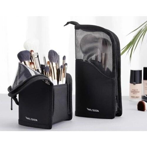 1 Pc Stand Cosmetic Bag for Women Clear Zipper Makeup Bag Travel Female Makeup Brush Holder Organizer Toiletry Bag