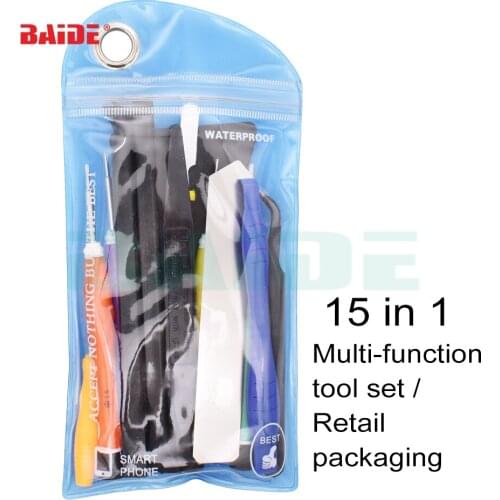 15 in 1 Mobile Phone Repairing Tool Kit Spudger Pry Opening Tool LCD Repair Tool with 0.8 star\2.0+\0.6Y screwdrivers 50set/lot