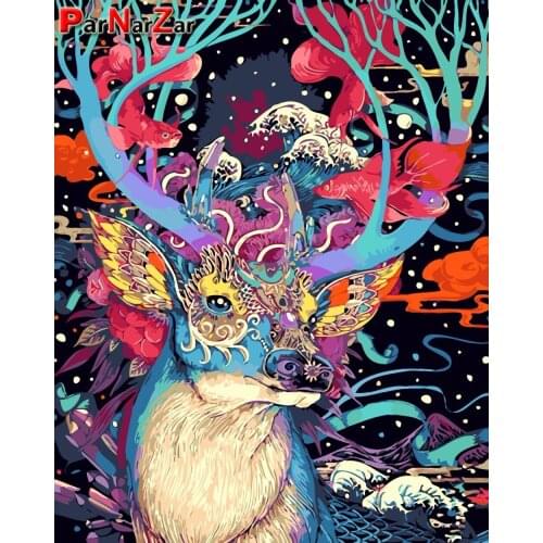 ParNarZar Diamond Painting Cross Stitch Kits Colorful Deer Crafts For Home Wall Decorations
